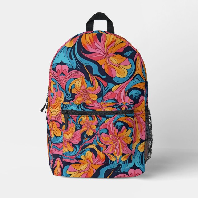 "Floral Frenzy" Printed Backpack (Front)