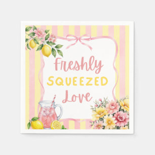 Floral Freshly Squeezed Pink Lemon Bridal Shower Napkin