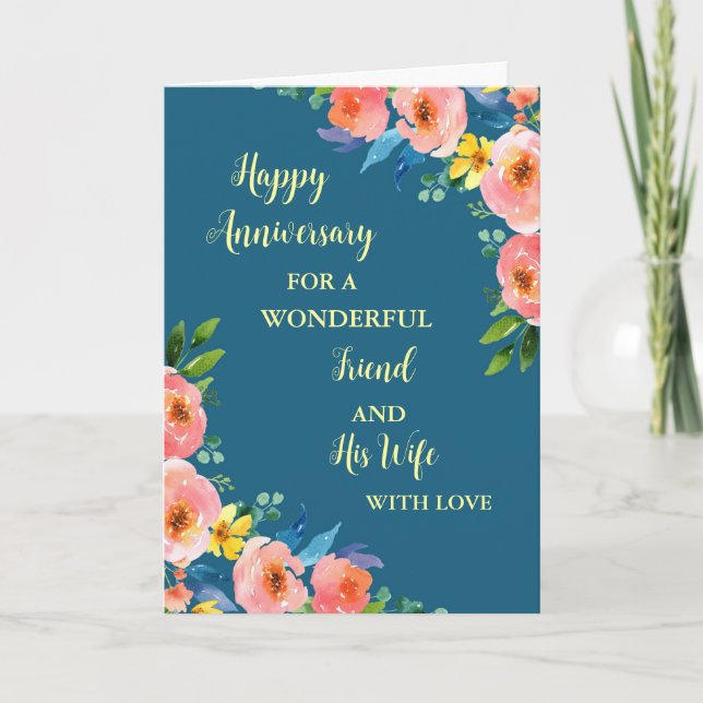 Floral Friend and His Wife Anniversary Card (Front)
