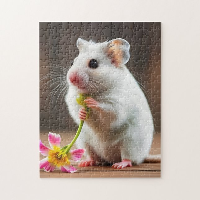 Floral Friend Hamster 252-Piece Kids Puzzle (Vertical)