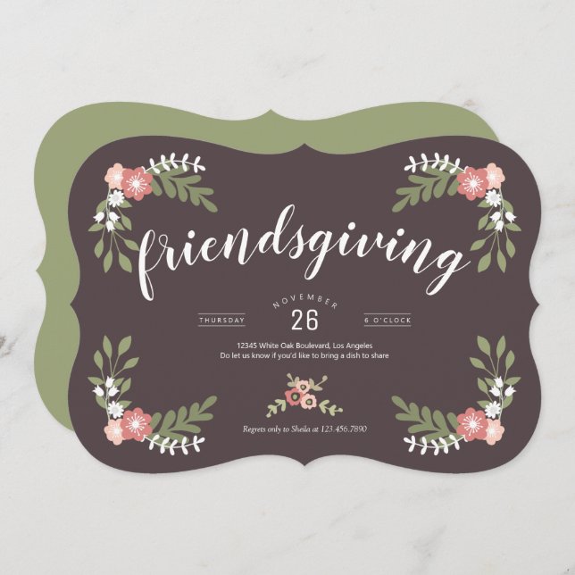 Floral Friendsgiving Holiday Invitation (Front/Back)