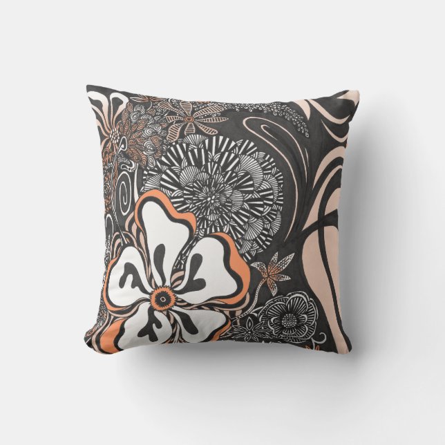 Floral Frill | Customisable Colour | Throw Pillow (Front)