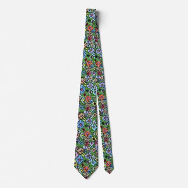 "Floral Fun #2" Flower Garden Neck Tie (Front)