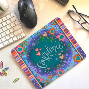 Floral Fun Confidence Stripe Inspirivity Mouse P Mouse Pad