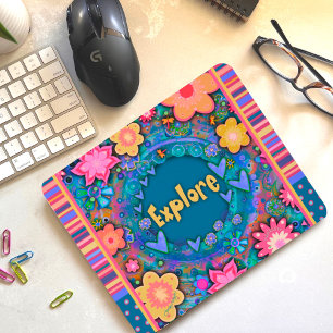 Floral Fun Explore Stripe Inspirivity Mouse Pad