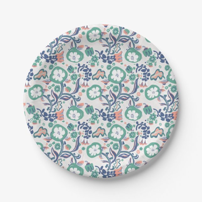 Floral Fun Print Paper Plate (Front)
