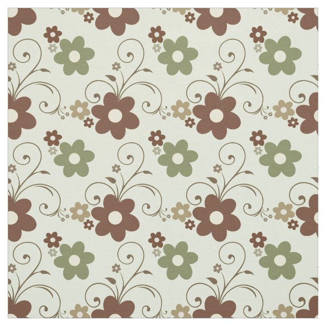 Floral Fun Retro Green Fabric (Swatch)
