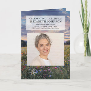 Floral Funeral Memorial Order Of Service Folded Programme