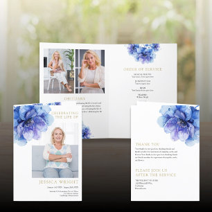 Floral Funeral Memorial Order Of Service Folded Programme