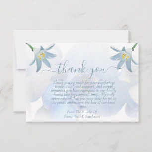Floral Funeral Memorial White In Loving Memory Thank You Card