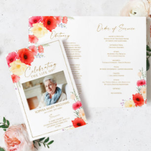Floral Funeral Order of Service Memorial Program