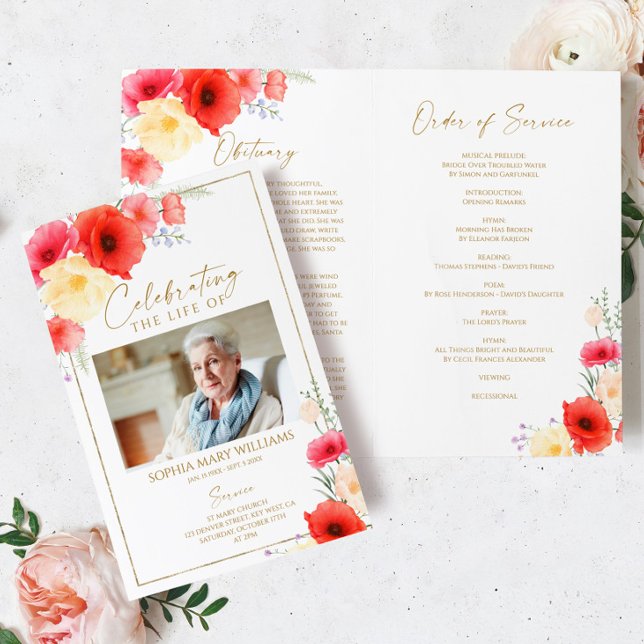 Floral Funeral Order of Service | Memorial Program (Creator Uploaded)