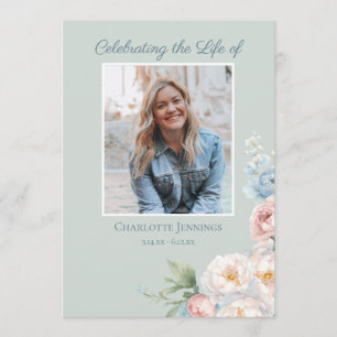 Floral Funeral Photo Memorial Order of Service Programme