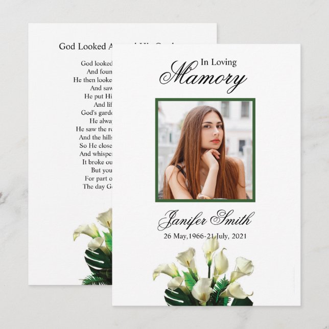 Floral Funeral Prayer Card Template (Front/Back)