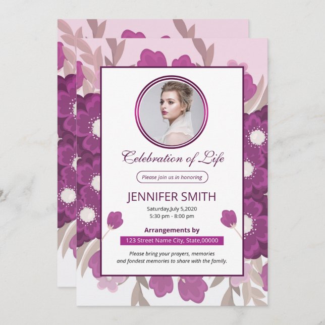 Floral Funeral Prayer Card Template (Front/Back)