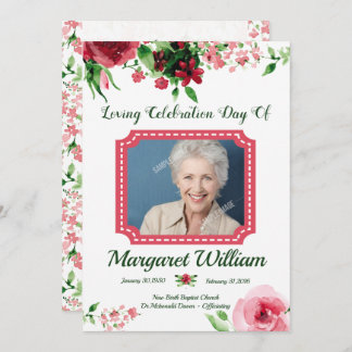Floral Funeral Program Card Template 
