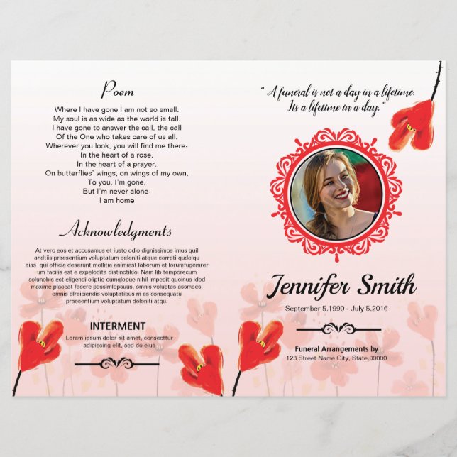 Floral Funeral Program Template (Front)