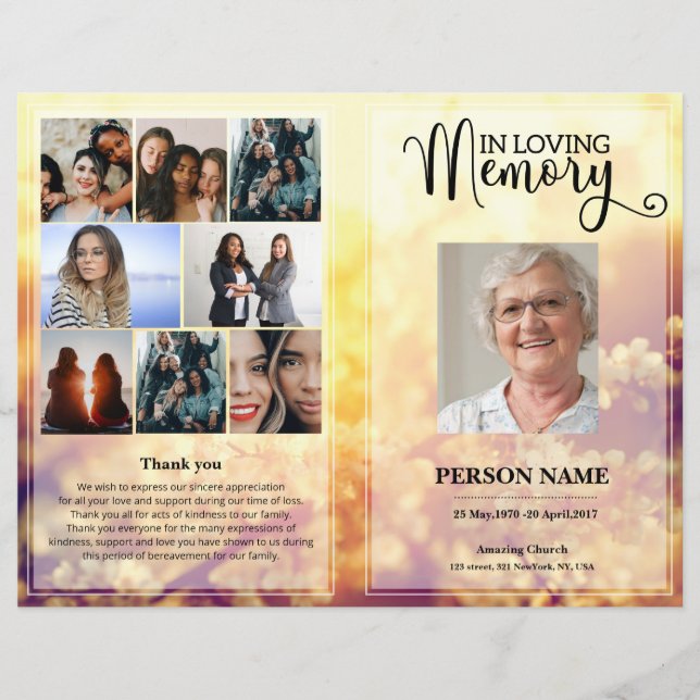 Floral Funeral Program template (Front)