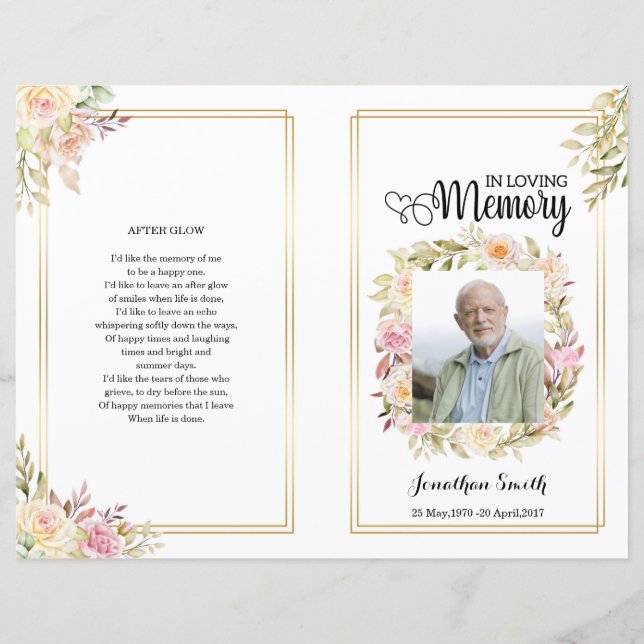 floral Funeral Program template (Front)