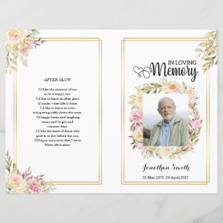 floral Funeral Program template