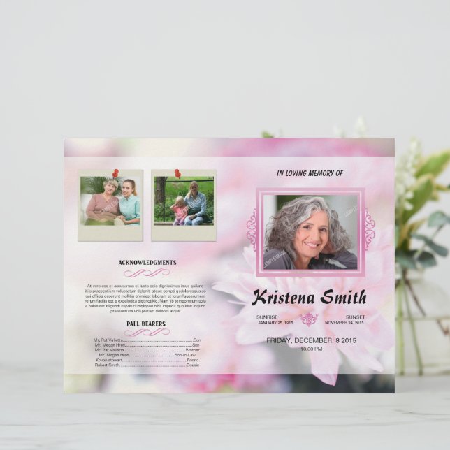 Floral Funeral Program Template (Standing Front)