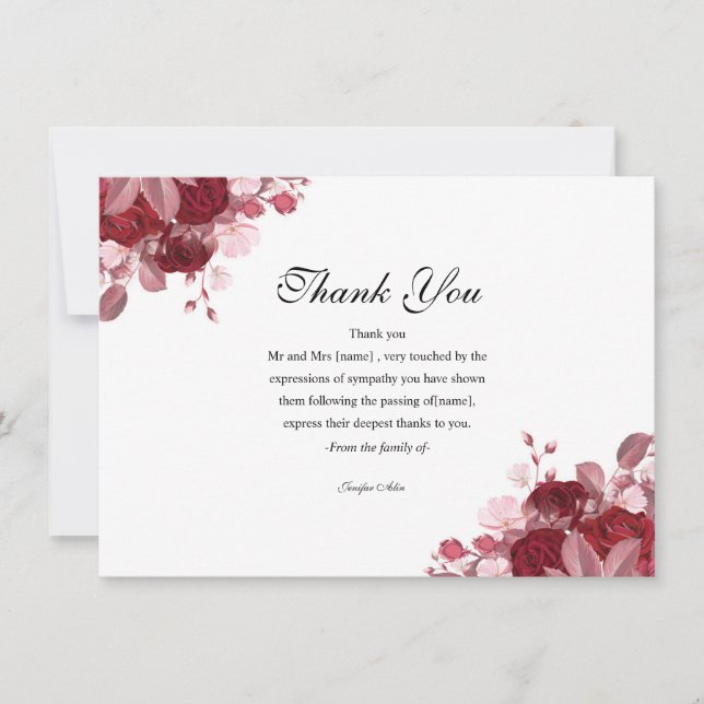Floral funeral thank you card (Front)
