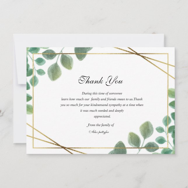 Floral Funeral Thank You Card (Front)