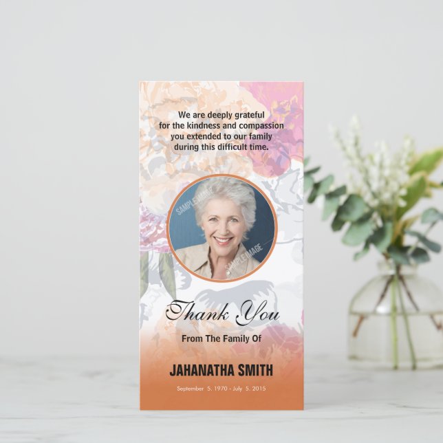 Floral Funeral Thank You Photo Card (Standing Front)