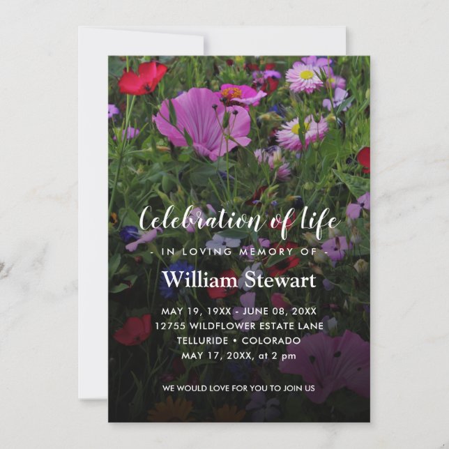 Floral Funeral | Wildflower Celebration of Life Invitation (Front)