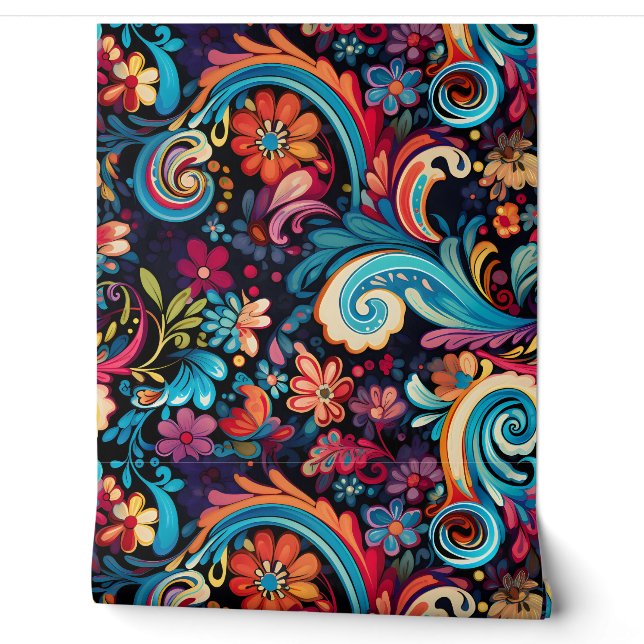 Floral Funkadelic Botanical Wallpaper (Unrolling)
