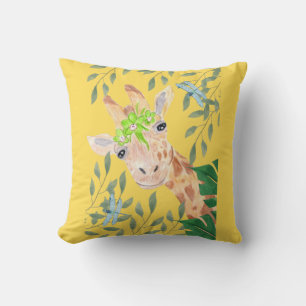 Floral funny Giraffe Cushion