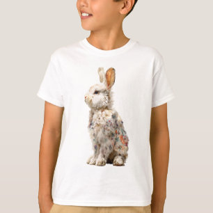 Floral Furry Bunny Rabbit Meadow Kids T-Shirt