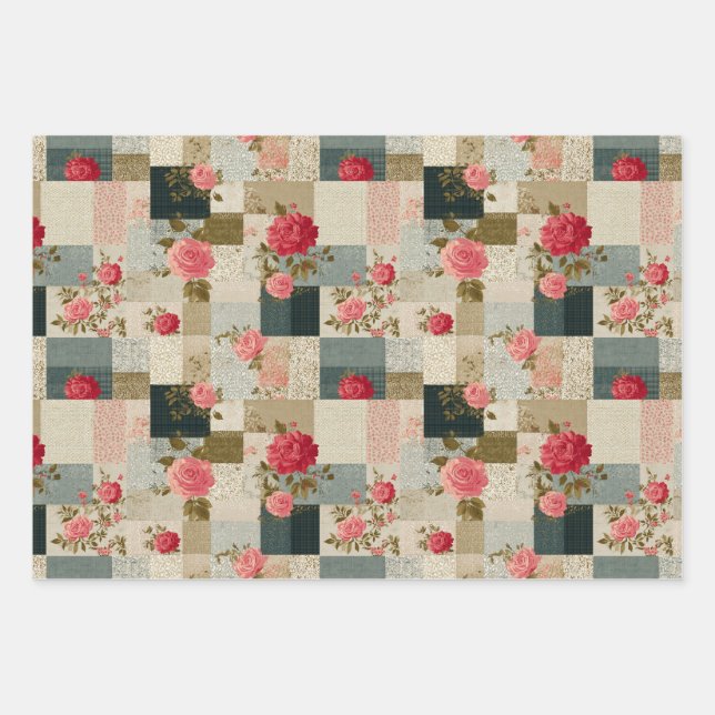 Floral Fushion Wrapping Paper Sheet (Front)