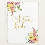 Floral Future Bride Gold Glitter Modern Wedding Planner<br><div class="desc">Pretty pink floral watercolor planner with gold glitter script “future bride”. So pretty to make all your wedding plans.</div>