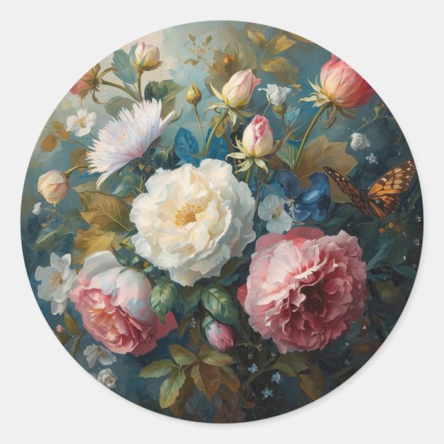 Floral Galore  Classic Round Sticker (Front)