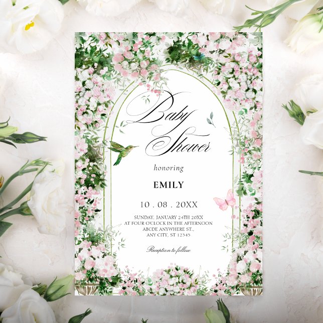 Floral garden arch art paint baby shower invitation (Creator Uploaded)