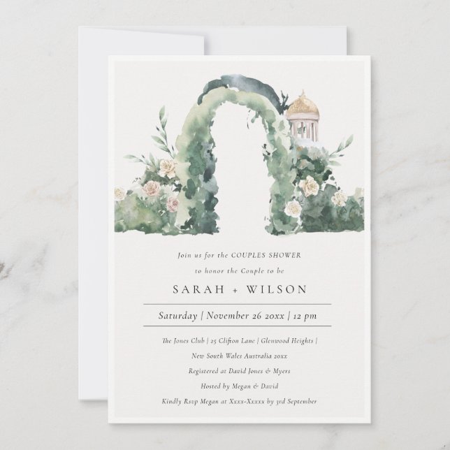 Floral Garden Arch Botanical Couples Shower Invite (Front)