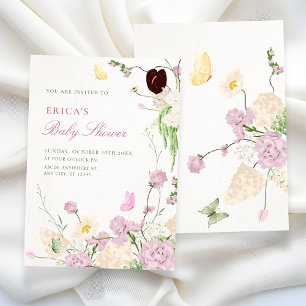 Floral garden baby shower invitation