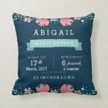 Floral Garden Baby Stats Baby Pillow<br><div class="desc">A beautiful design that incorporates your little ones baby information. A wide array of other baby pillows and products are available at my store.</div>