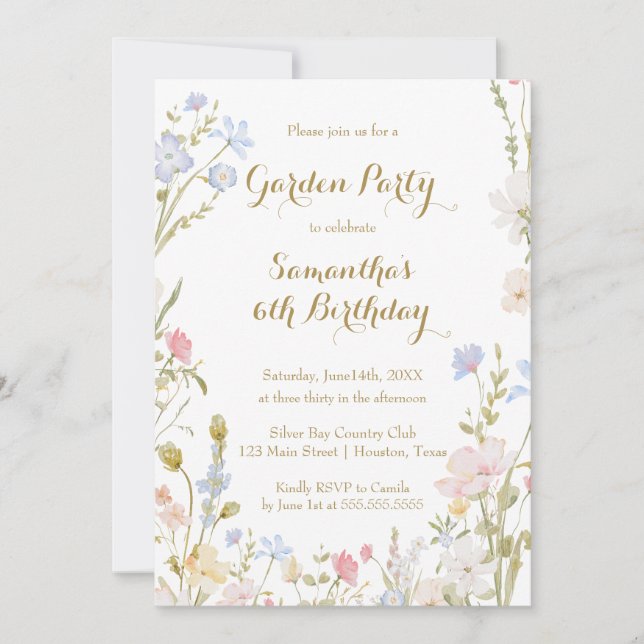 Floral Garden Birthday Invitation Spring (Front)