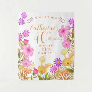 Floral Garden Birthday Tapestry