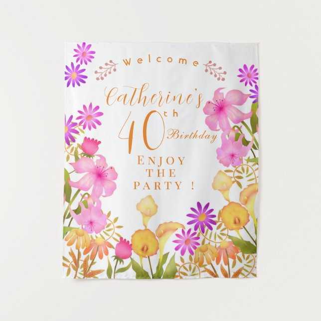 Floral Garden Birthday Tapestry (Front)