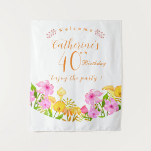 Floral Garden Birthday Tapestry