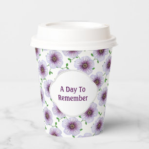 Floral Garden Blue Geranium any Text on any Colour Paper Cups