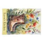Floral Garden Boots and Wildflowers Kitchen Towel