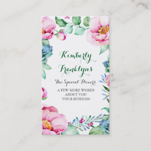 Floral Garden Botanical Flower Succulents Painted Business Card