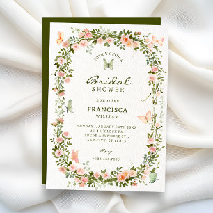 Floral garden butterflies bridal shower invitation