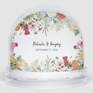 Floral Garden Colorful Flowers Wedding Favor Snowglobe