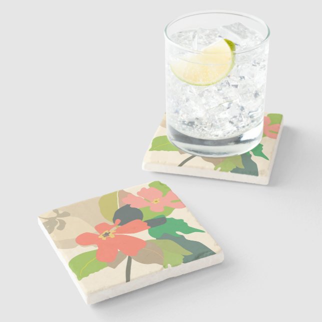 Floral Garden Colour Blocks Stone Coaster (Side)