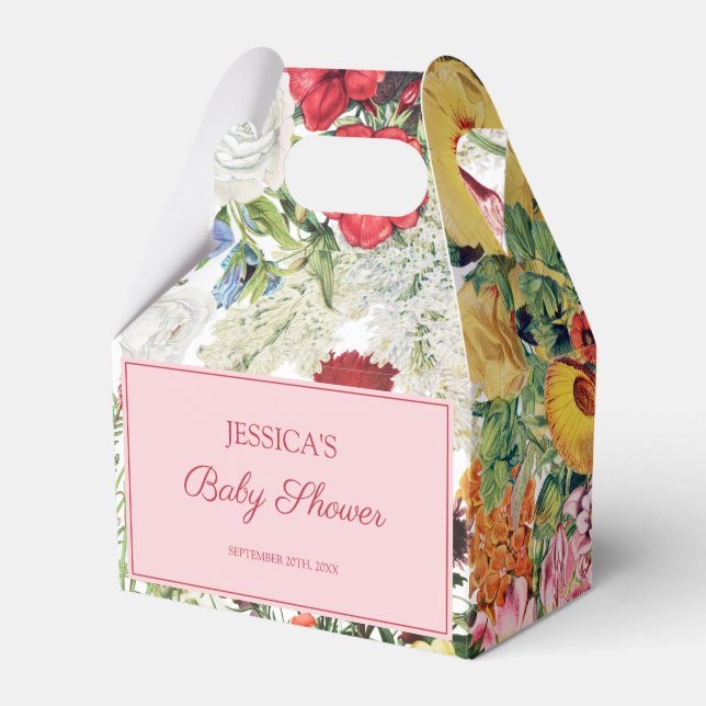 Floral Garden Colourful Flowers Baby Shower Favour Box (Front Side)
